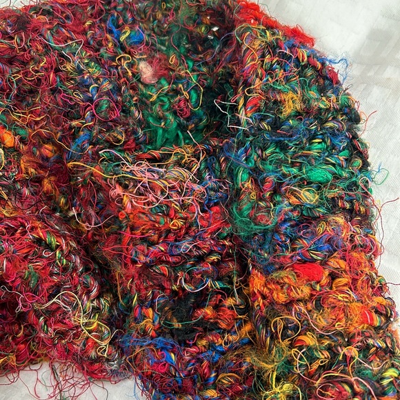 Silk Kathmandu Scarf Nepal Long Scarf 80”  vibrant Colors Pristine Cond - Picture 7 of 8